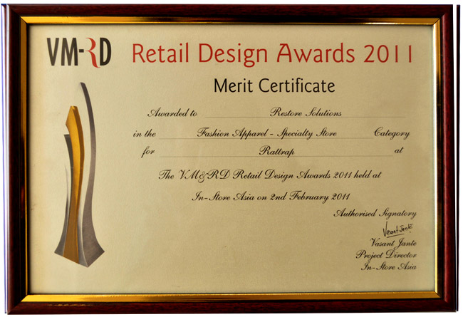VMRD RETAIL DESIGN AWARD 2011- FASHION APPAREL SPECIALTY STORE – RATTRAP