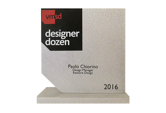 VMSD DESIGNER DOZEN AWARDS 2016 - PAOLO CHIORINO ( DESIGN MANAGER)